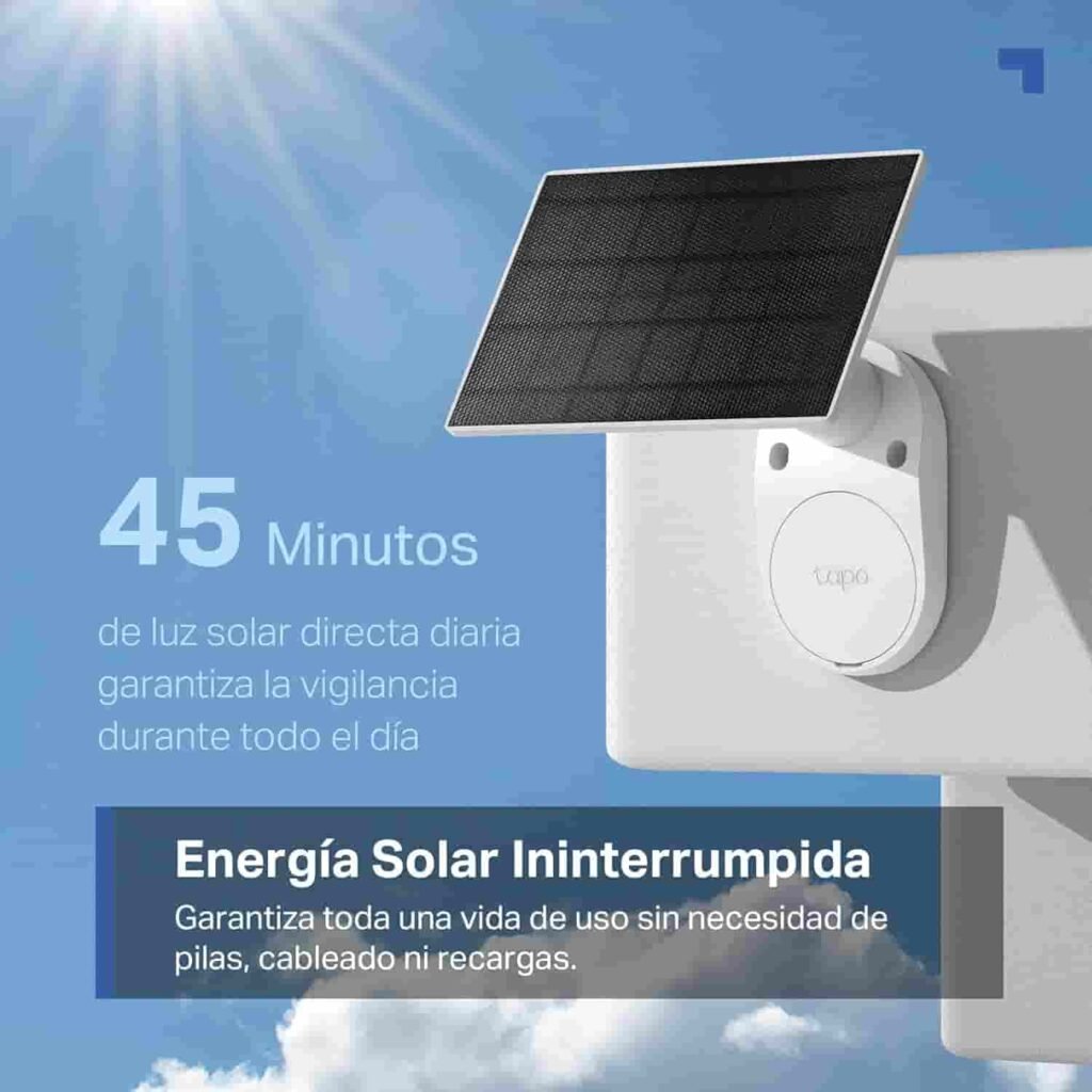 Detalles de necesidad de carga de solo 45 minutos diarios de la cámara de vigilancia Tapo C410