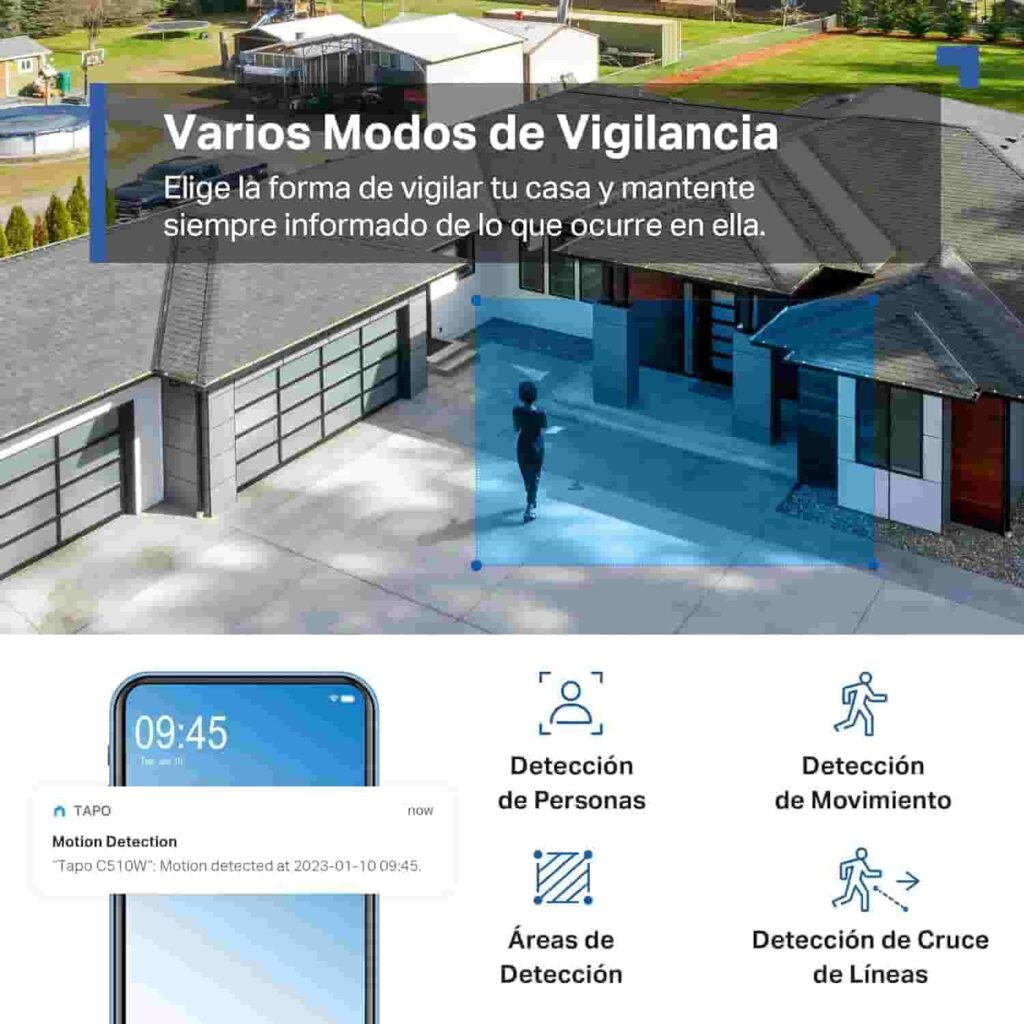 Modos de vigilancia de la cámara de seguridad Tapo C510
