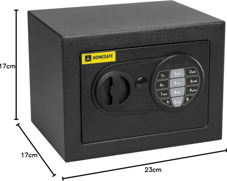 Detalles y medidas de la caja fuerte HomeSafe
