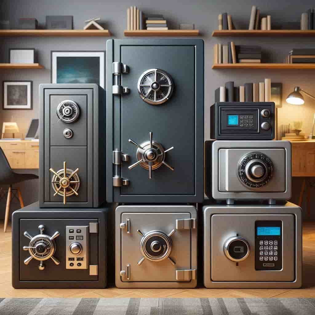 Diferentes tipos y tamaños de cajas fuertes de seguridad