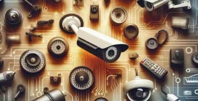 Diferentes tipos de cámaras de vigilancia enfocando para sitios diversos