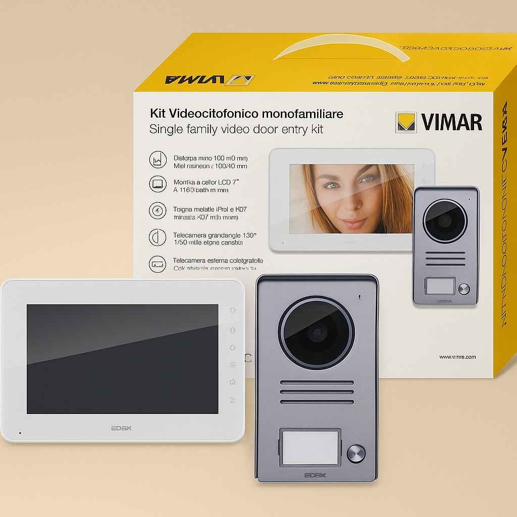 Videoportero de la marca Vimar junto con su caja presentaci&oacute;n